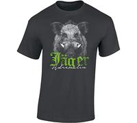 Maglietta: Il Cinghiale - Adrenalina per Il Cacciatore - Idea Regalo - T-Shirt in Tedesco - Maglia Uomo - Caccia - Verro - Cacciatrice - Battuta (L)