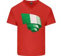 Maglietta In Cotone A V Con Bandiera Curva Della Nigeria Per Uomini