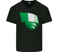 Maglietta In Cotone A V Con Bandiera Curva Della Nigeria Per Uomini