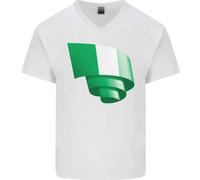 Maglietta In Cotone A V Con Bandiera Curva Della Nigeria Per Uomini