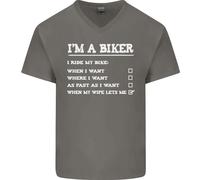 Maglietta In Cotone A V Divertente Per Uomini 'Quando Sono In Moto' - Biker