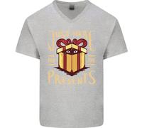 Maglietta In Cotone A V Divertente Per Uomini Solo Qui Per I Regali Di Natale