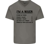 Maglietta In Cotone A V Divertente Per Uomini 'Sono Un Biker Quando Mia Moglie'