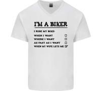 Maglietta In Cotone A V Divertente Per Uomini 'Sono Un Biker Quando Mia Moglie'