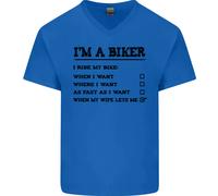 Maglietta In Cotone A V Divertente Per Uomini 'Sono Un Biker Quando Mia Moglie'