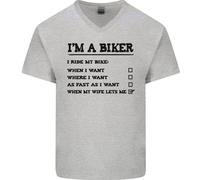 Maglietta In Cotone A V Divertente Per Uomini 'Sono Un Biker Quando Mia Moglie'