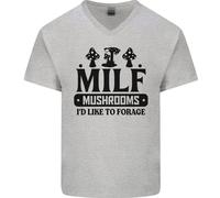 MAGLIETTA IN COTONE A V-NECK PER UOMO MILF FUNGHI CHE MI PIACE RACCOGLIERE