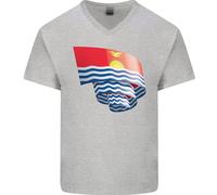 Maglietta In Cotone A V Per Uomini Con Bandiera Curva Di Kiribati