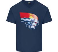 Maglietta In Cotone A V Per Uomini Con Bandiera Curva Di Kiribati