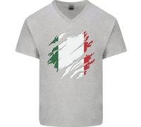 Maglietta In Cotone A V Per Uomini Giorno Degli Italiani Bandiera D'Italia