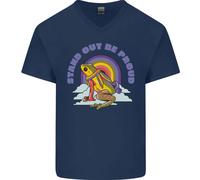 Maglietta In Cotone A V Per Uomini LGBT Frog Stand Out To Be Proud Gay Pride