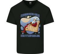 Maglietta In Cotone A V Per Uomo Babbo Natale Ha Bisogno Di Una Pausa Xmas