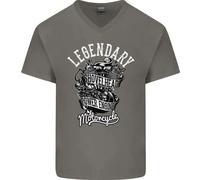 Maglietta In Cotone A V Per Uomo Biker Legendary Shovelhead