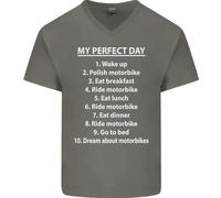 Maglietta In Cotone A V Per Uomo Biker Motorcycle My Perfect Day