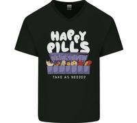 Maglietta In Cotone A V Per Uomo Cats Happy Pills Antidepressivo