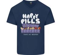 Maglietta In Cotone A V Per Uomo Cats Happy Pills Antidepressivo