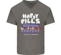 Maglietta In Cotone A V Per Uomo Cats Happy Pills Antidepressivo