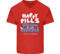Maglietta In Cotone A V Per Uomo Cats Happy Pills Antidepressivo