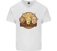 Maglietta In Cotone A V Per Uomo Con Animali Baci Gratuiti Mucca Scimmia Giraffa