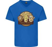 Maglietta In Cotone A V Per Uomo Con Animali Baci Gratuiti Mucca Scimmia Giraffa