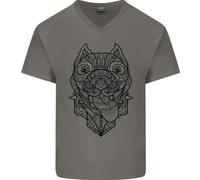 Maglietta In Cotone A V Per Uomo Con Arte Mandala Di Pitbull Per Amanti Dei Cani