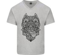 Maglietta In Cotone A V Per Uomo Con Arte Mandala Di Pitbull Per Amanti Dei Cani