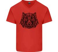 Maglietta In Cotone A V Per Uomo Con Arte Mandala Tigre