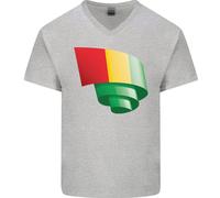 Maglietta In Cotone A V Per Uomo Con Bandiera Del Guinea Curva