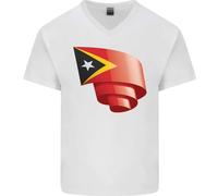 Maglietta In Cotone A V Per Uomo Con Bandiera Del Timor Est Curva