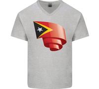 Maglietta In Cotone A V Per Uomo Con Bandiera Del Timor Est Curva