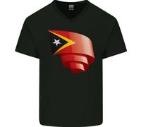 Maglietta In Cotone A V Per Uomo Con Bandiera Del Timor Est Curva