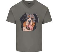 Maglietta In Cotone A V Per Uomo Con Cane Da Montagna Bernese