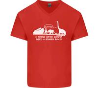 Maglietta In Cotone A V Per Uomo Con Dinosauri T-Rex E Noè