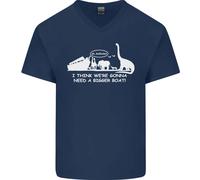 Maglietta In Cotone A V Per Uomo Con Dinosauri T-Rex E Noè