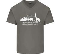 Maglietta In Cotone A V Per Uomo Con Dinosauri T-Rex E Noè