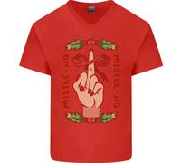 Maglietta In Cotone A V Per Uomo Con Mistletoe Di Natale No Funny Bah Humbug