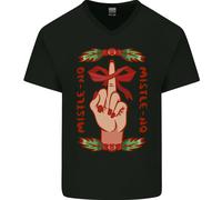 Maglietta In Cotone A V Per Uomo Con Mistletoe Di Natale No Funny Bah Humbug