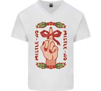 Maglietta In Cotone A V Per Uomo Con Mistletoe Di Natale No Funny Bah Humbug