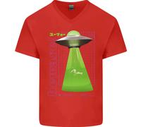 Maglietta In Cotone A V Per Uomo Con Mucca Rapita Dagli Alieni E UFO