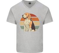 Maglietta In Cotone A V Per Uomo Con Sfondo Retro Di Un Tramonto Beagle