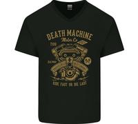 Maglietta In Cotone A V Per Uomo Death Machine Motorcycle Motorbike Biker