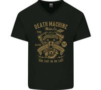 Maglietta In Cotone A V Per Uomo Death Machine Motorcycle Motorbike Biker