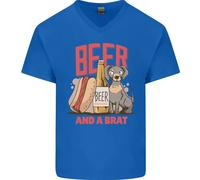 Maglietta In Cotone A V Per Uomo Divertente Con Birra E Un Brat Hotdog