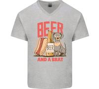 Maglietta In Cotone A V Per Uomo Divertente Con Birra E Un Brat Hotdog