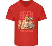 Maglietta In Cotone A V Per Uomo Divertente Con Birra E Un Brat Hotdog