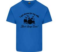 Maglietta In Cotone A V Per Uomo Drummer Per Mia Moglie