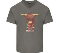 Maglietta In Cotone A V Per Uomo Highland Cattle Cow Scozzese