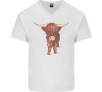 Maglietta In Cotone A V Per Uomo Highland Cattle Cow Scozzese