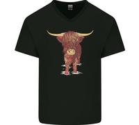 Maglietta In Cotone A V Per Uomo Highland Cattle Cow Scozzese