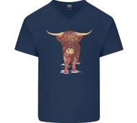 Maglietta In Cotone A V Per Uomo Highland Cattle Cow Scozzese